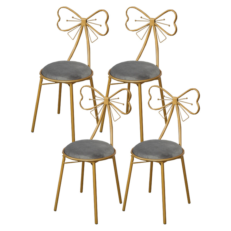 Glam Armless Backrest Counter Stool Iron Dessert Shop Bar Stool with Cushion and Pedal Grey 4 Piece Set Short Stool(18"H) Clearhalo 'Bar Furniture' 'Bar Stools' 'bar_stools' 'furn' 'furn_bar_stools' 'Furniture' 'furniture_bar_stools' 'Kitchen & Dining Furniture' 4939659