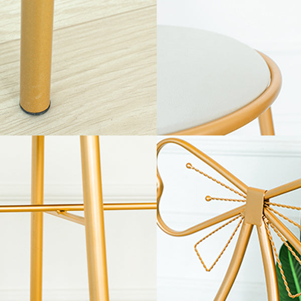 Glam Armless Backrest Counter Stool Iron Dessert Shop Bar Stool with Cushion and Pedal Clearhalo 'Bar Furniture' 'Bar Stools' 'bar_stools' 'furn' 'furn_bar_stools' 'Furniture' 'furniture_bar_stools' 'Kitchen & Dining Furniture' 4939665