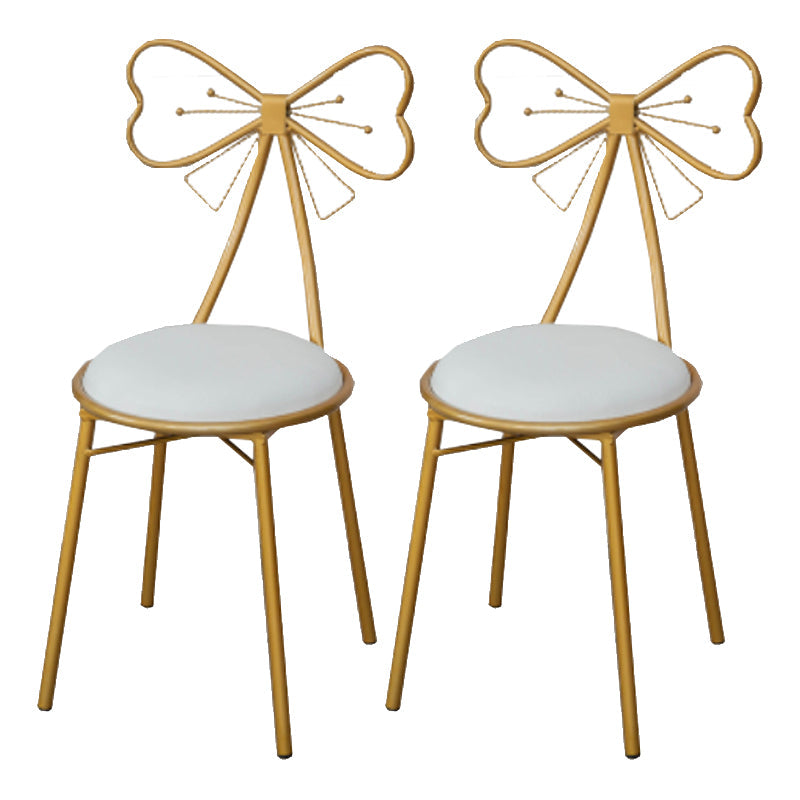 Glam Armless Backrest Counter Stool Iron Dessert Shop Bar Stool with Cushion and Pedal White 2 Piece Set Short Stool(18"H) Clearhalo 'Bar Furniture' 'Bar Stools' 'bar_stools' 'furn' 'furn_bar_stools' 'Furniture' 'furniture_bar_stools' 'Kitchen & Dining Furniture' 4939667