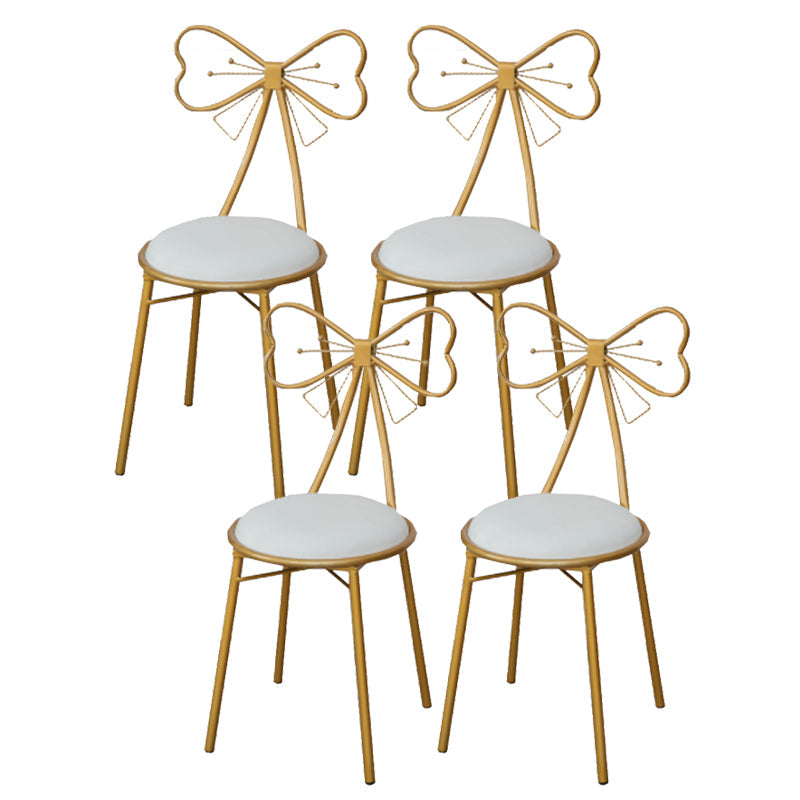 Glam Armless Backrest Counter Stool Iron Dessert Shop Bar Stool with Cushion and Pedal White 4 Piece Set Short Stool(18"H) Clearhalo 'Bar Furniture' 'Bar Stools' 'bar_stools' 'furn' 'furn_bar_stools' 'Furniture' 'furniture_bar_stools' 'Kitchen & Dining Furniture' 4939668