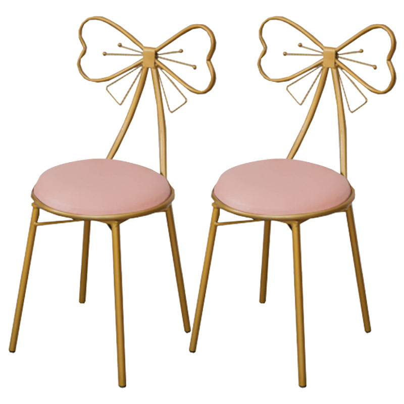 Glam Armless Backrest Counter Stool Iron Dessert Shop Bar Stool with Cushion and Pedal Pink 2 Piece Set Short Stool(18"H) Clearhalo 'Bar Furniture' 'Bar Stools' 'bar_stools' 'furn' 'furn_bar_stools' 'Furniture' 'furniture_bar_stools' 'Kitchen & Dining Furniture' 4939670