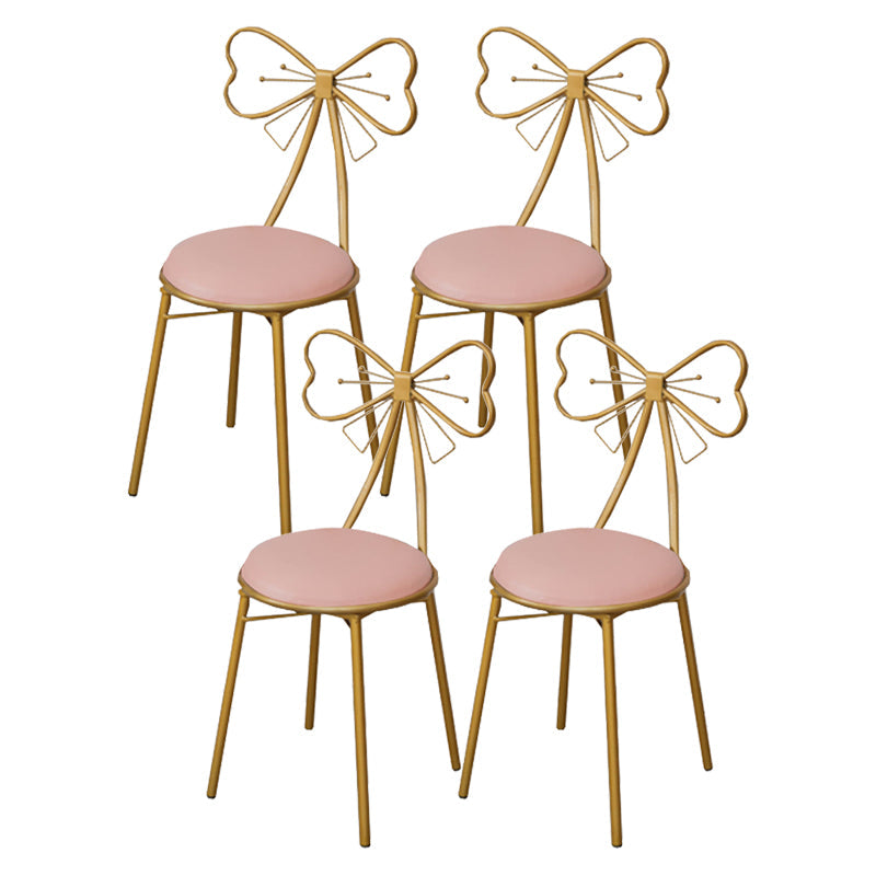 Glam Armless Backrest Counter Stool Iron Dessert Shop Bar Stool with Cushion and Pedal Pink 4 Piece Set Short Stool(18"H) Clearhalo 'Bar Furniture' 'Bar Stools' 'bar_stools' 'furn' 'furn_bar_stools' 'Furniture' 'furniture_bar_stools' 'Kitchen & Dining Furniture' 4939671