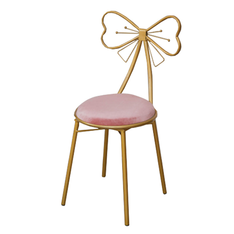 Glam Armless Backrest Counter Stool Iron Dessert Shop Bar Stool with Cushion and Pedal Nude Pink 1 Piece Short Stool(18"H) Clearhalo 'Bar Furniture' 'Bar Stools' 'bar_stools' 'furn' 'furn_bar_stools' 'Furniture' 'furniture_bar_stools' 'Kitchen & Dining Furniture' 4939675