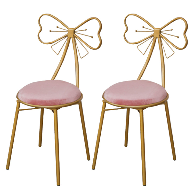 Glam Armless Backrest Counter Stool Iron Dessert Shop Bar Stool with Cushion and Pedal Nude Pink 2 Piece Set Short Stool(18"H) Clearhalo 'Bar Furniture' 'Bar Stools' 'bar_stools' 'furn' 'furn_bar_stools' 'Furniture' 'furniture_bar_stools' 'Kitchen & Dining Furniture' 4939676
