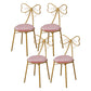 Glam Armless Backrest Counter Stool Iron Dessert Shop Bar Stool with Cushion and Pedal Nude Pink 4 Piece Set Short Stool(18"H) Clearhalo 'Bar Furniture' 'Bar Stools' 'bar_stools' 'furn' 'furn_bar_stools' 'Furniture' 'furniture_bar_stools' 'Kitchen & Dining Furniture' 4939677
