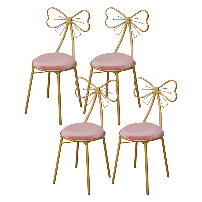 Glam Armless Backrest Counter Stool Iron Dessert Shop Bar Stool with Cushion and Pedal Nude Pink 4 Piece Set Short Stool(18"H) Clearhalo 'Bar Furniture' 'Bar Stools' 'bar_stools' 'furn' 'furn_bar_stools' 'Furniture' 'furniture_bar_stools' 'Kitchen & Dining Furniture' 4939677