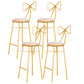 Glam Armless Backrest Counter Stool Iron Dessert Shop Bar Stool with Cushion and Pedal Nude Pink 4 Piece Set Clearhalo 'Bar Furniture' 'Bar Stools' 'bar_stools' 'furn' 'furn_bar_stools' 'Furniture' 'furniture_bar_stools' 'Kitchen & Dining Furniture' 4939680