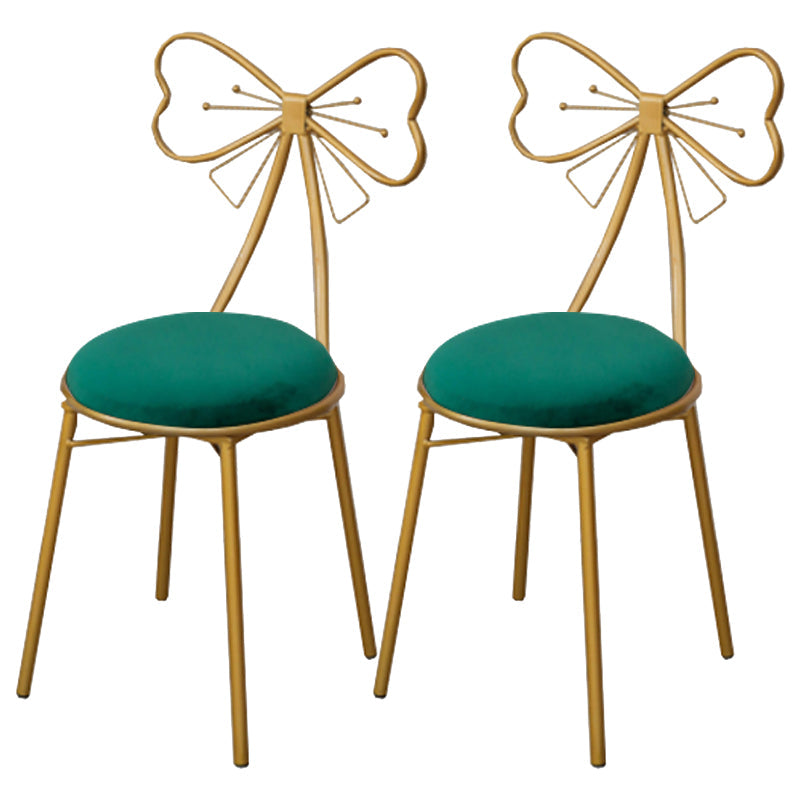 Glam Armless Backrest Counter Stool Iron Dessert Shop Bar Stool with Cushion and Pedal Blackish Green 2 Piece Set Short Stool(18"H) Clearhalo 'Bar Furniture' 'Bar Stools' 'bar_stools' 'furn' 'furn_bar_stools' 'Furniture' 'furniture_bar_stools' 'Kitchen & Dining Furniture' 4939682