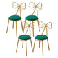 Glam Armless Backrest Counter Stool Iron Dessert Shop Bar Stool with Cushion and Pedal Blackish Green 4 Piece Set Short Stool(18"H) Clearhalo 'Bar Furniture' 'Bar Stools' 'bar_stools' 'furn' 'furn_bar_stools' 'Furniture' 'furniture_bar_stools' 'Kitchen & Dining Furniture' 4939683