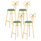 Glam Armless Backrest Counter Stool Iron Dessert Shop Bar Stool with Cushion and Pedal Blackish Green 4 Piece Set Clearhalo 'Bar Furniture' 'Bar Stools' 'bar_stools' 'furn' 'furn_bar_stools' 'Furniture' 'furniture_bar_stools' 'Kitchen & Dining Furniture' 4939686