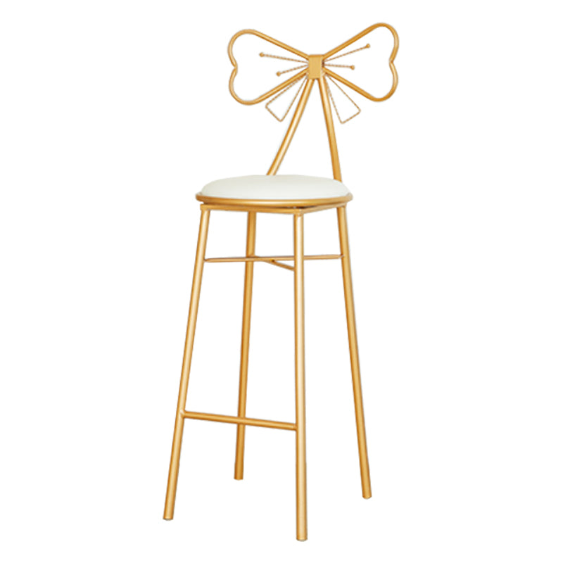 Glam Armless Backrest Counter Stool Iron Dessert Shop Bar Stool with Cushion and Pedal White 1 Piece Clearhalo 'Bar Furniture' 'Bar Stools' 'bar_stools' 'furn' 'furn_bar_stools' 'Furniture' 'furniture_bar_stools' 'Kitchen & Dining Furniture' 4939687