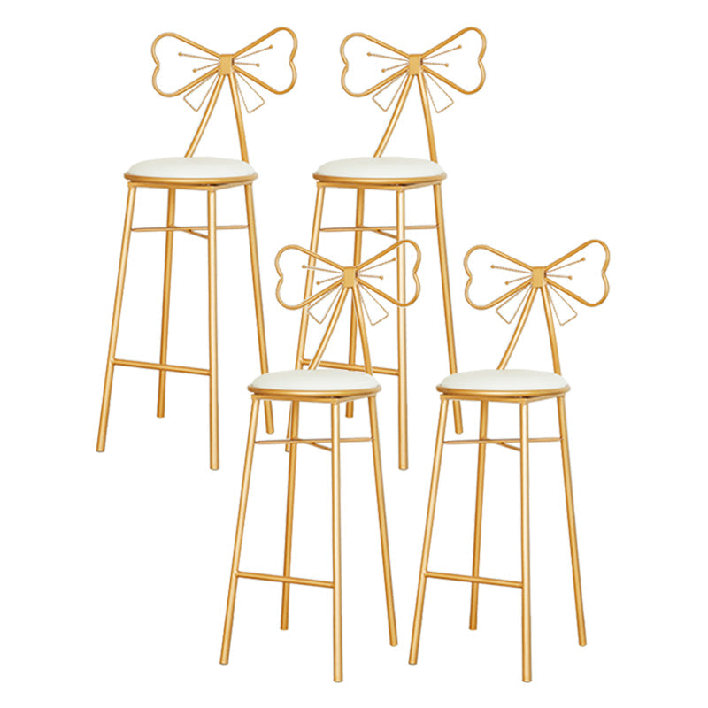 Glam Armless Backrest Counter Stool Iron Dessert Shop Bar Stool with Cushion and Pedal White 4 Piece Set Clearhalo 'Bar Furniture' 'Bar Stools' 'bar_stools' 'furn' 'furn_bar_stools' 'Furniture' 'furniture_bar_stools' 'Kitchen & Dining Furniture' 4939689