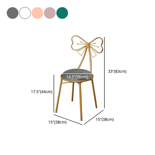 Glam Armless Backrest Counter Stool Iron Dessert Shop Bar Stool with Cushion and Pedal Clearhalo 'Bar Furniture' 'Bar Stools' 'bar_stools' 'furn' 'furn_bar_stools' 'Furniture' 'furniture_bar_stools' 'Kitchen & Dining Furniture' 4939690