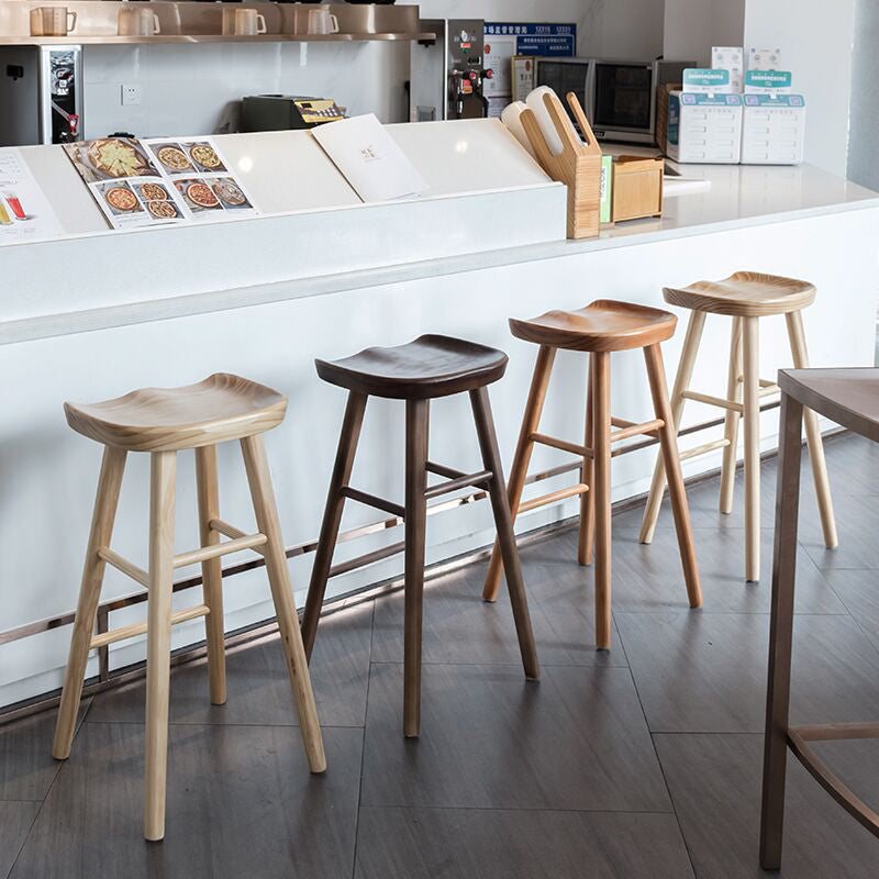 Modern Armless Backless Counter Stool Pine Wood Cafe Bar Stool with Wooden Seat Clearhalo 'Bar Furniture' 'Bar Stools' 'bar_stools' 'furn' 'furn_bar_stools' 'Furniture' 'furniture_bar_stools' 'Kitchen & Dining Furniture' 4939693