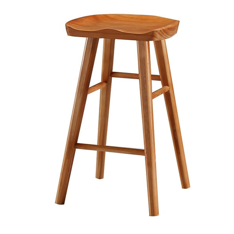 Modern Armless Backless Counter Stool Pine Wood Cafe Bar Stool with Wooden Seat Distressed Wood 1 Piece Short Stool(22"H) Clearhalo 'Bar Furniture' 'Bar Stools' 'bar_stools' 'furn' 'furn_bar_stools' 'Furniture' 'furniture_bar_stools' 'Kitchen & Dining Furniture' 4939694