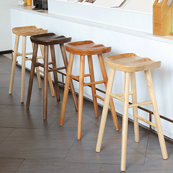 Modern Armless Backless Counter Stool Pine Wood Cafe Bar Stool with Wooden Seat Clearhalo 'Bar Furniture' 'Bar Stools' 'bar_stools' 'furn' 'furn_bar_stools' 'Furniture' 'furniture_bar_stools' 'Kitchen & Dining Furniture' 4939698