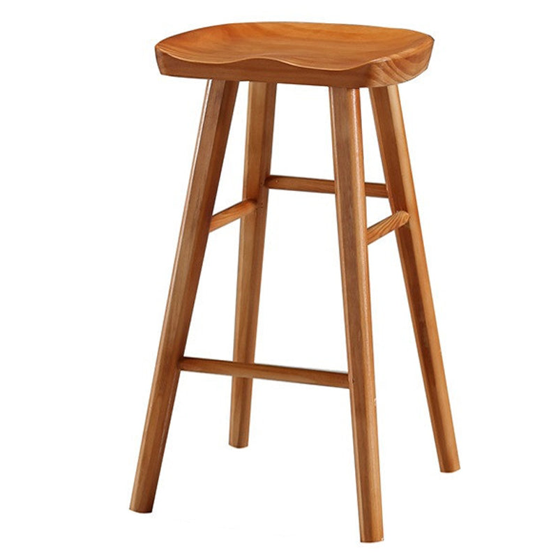 Modern Armless Backless Counter Stool Pine Wood Cafe Bar Stool with Wooden Seat Distressed Wood 1 Piece Counter Stool(26"H) Clearhalo 'Bar Furniture' 'Bar Stools' 'bar_stools' 'furn' 'furn_bar_stools' 'Furniture' 'furniture_bar_stools' 'Kitchen & Dining Furniture' 4939699