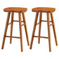 Modern Armless Backless Counter Stool Pine Wood Cafe Bar Stool with Wooden Seat Distressed Wood 2 Piece Set Counter Stool(26"H) Clearhalo 'Bar Furniture' 'Bar Stools' 'bar_stools' 'furn' 'furn_bar_stools' 'Furniture' 'furniture_bar_stools' 'Kitchen & Dining Furniture' 4939701