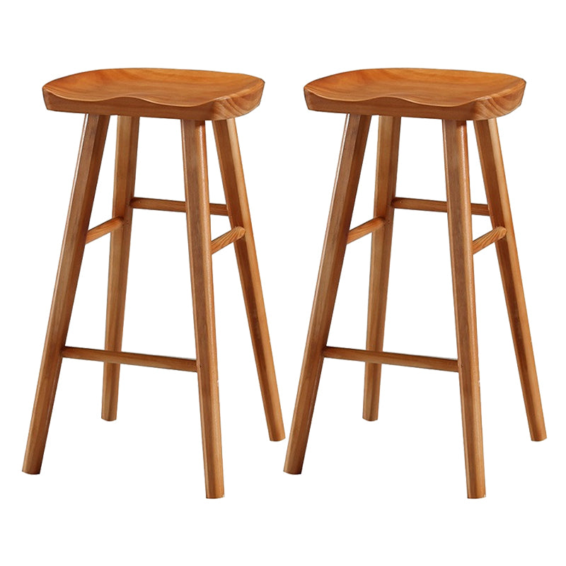 Modern Armless Backless Counter Stool Pine Wood Cafe Bar Stool with Wooden Seat Distressed Wood 2 Piece Set Bar Stool(30"H) Clearhalo 'Bar Furniture' 'Bar Stools' 'bar_stools' 'furn' 'furn_bar_stools' 'Furniture' 'furniture_bar_stools' 'Kitchen & Dining Furniture' 4939708