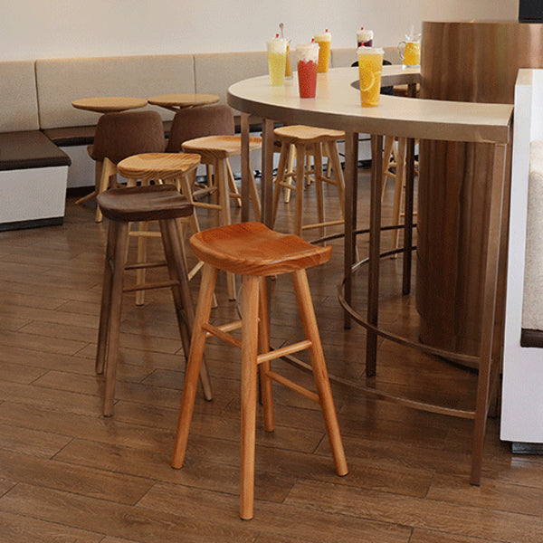 Modern Armless Backless Counter Stool Pine Wood Cafe Bar Stool with Wooden Seat Clearhalo 'Bar Furniture' 'Bar Stools' 'bar_stools' 'furn' 'furn_bar_stools' 'Furniture' 'furniture_bar_stools' 'Kitchen & Dining Furniture' 4939709