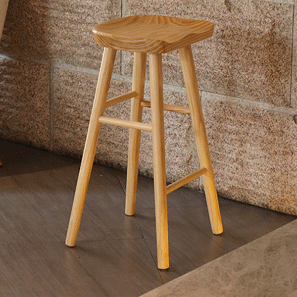 Modern Armless Backless Counter Stool Pine Wood Cafe Bar Stool with Wooden Seat Clearhalo 'Bar Furniture' 'Bar Stools' 'bar_stools' 'furn' 'furn_bar_stools' 'Furniture' 'furniture_bar_stools' 'Kitchen & Dining Furniture' 4939713