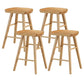 Modern Armless Backless Counter Stool Pine Wood Cafe Bar Stool with Wooden Seat Natural 4 Piece Set Short Stool(22"H) Clearhalo 'Bar Furniture' 'Bar Stools' 'bar_stools' 'furn' 'furn_bar_stools' 'Furniture' 'furniture_bar_stools' 'Kitchen & Dining Furniture' 4939715