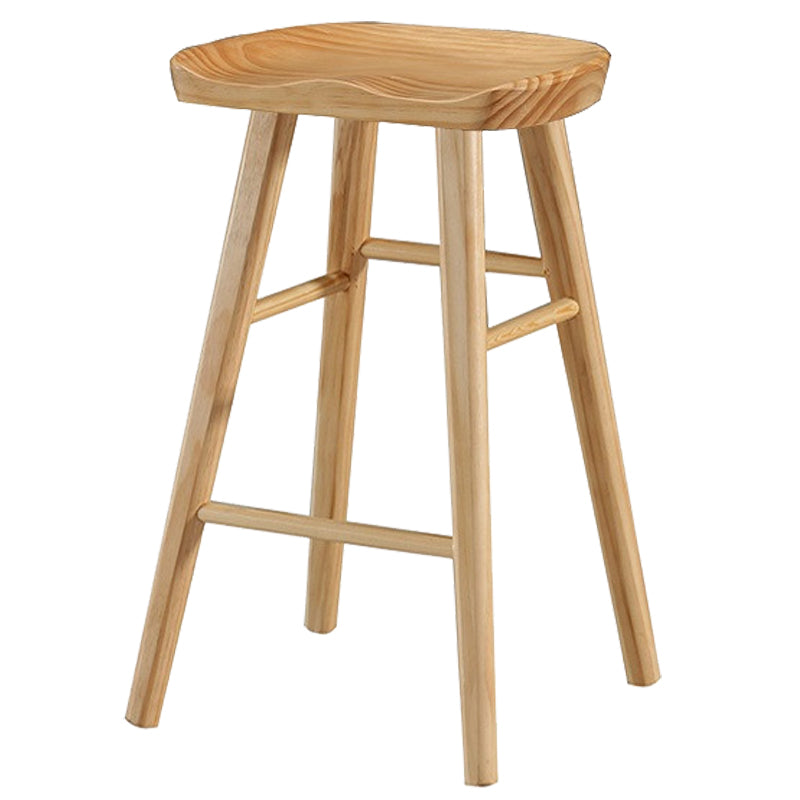 Modern Armless Backless Counter Stool Pine Wood Cafe Bar Stool with Wooden Seat Natural 1 Piece Counter Stool(26"H) Clearhalo 'Bar Furniture' 'Bar Stools' 'bar_stools' 'furn' 'furn_bar_stools' 'Furniture' 'furniture_bar_stools' 'Kitchen & Dining Furniture' 4939716