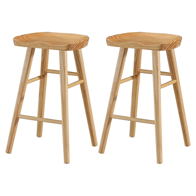 Modern Armless Backless Counter Stool Pine Wood Cafe Bar Stool with Wooden Seat Natural 2 Piece Set Counter Stool(26"H) Clearhalo 'Bar Furniture' 'Bar Stools' 'bar_stools' 'furn' 'furn_bar_stools' 'Furniture' 'furniture_bar_stools' 'Kitchen & Dining Furniture' 4939717