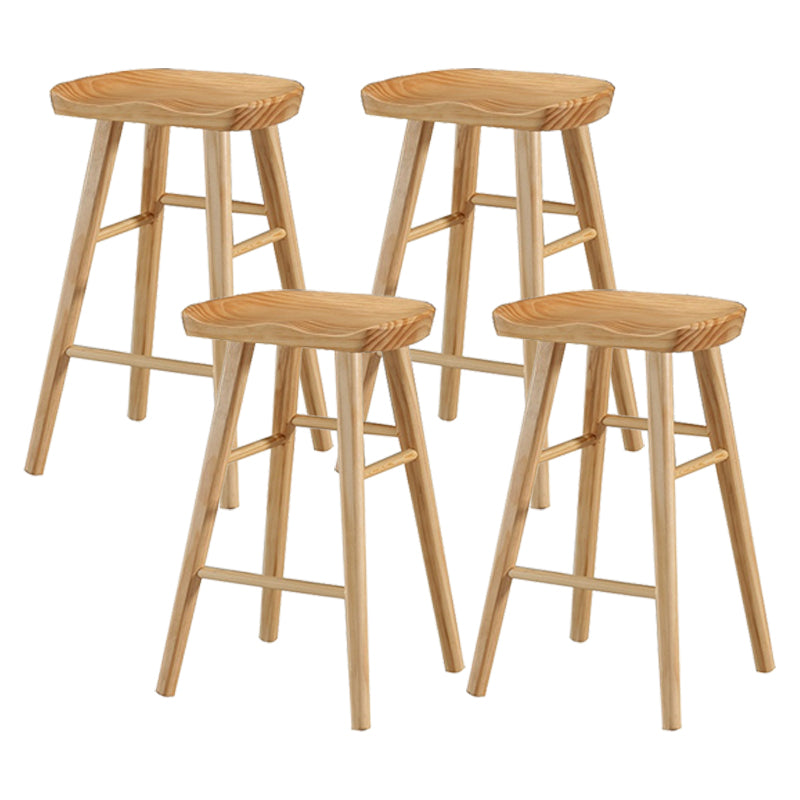 Modern Armless Backless Counter Stool Pine Wood Cafe Bar Stool with Wooden Seat Natural 4 Piece Set Counter Stool(26"H) Clearhalo 'Bar Furniture' 'Bar Stools' 'bar_stools' 'furn' 'furn_bar_stools' 'Furniture' 'furniture_bar_stools' 'Kitchen & Dining Furniture' 4939718