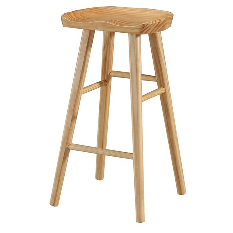 Modern Armless Backless Counter Stool Pine Wood Cafe Bar Stool with Wooden Seat Natural 1 Piece Bar Stool(30"H) Clearhalo 'Bar Furniture' 'Bar Stools' 'bar_stools' 'furn' 'furn_bar_stools' 'Furniture' 'furniture_bar_stools' 'Kitchen & Dining Furniture' 4939719