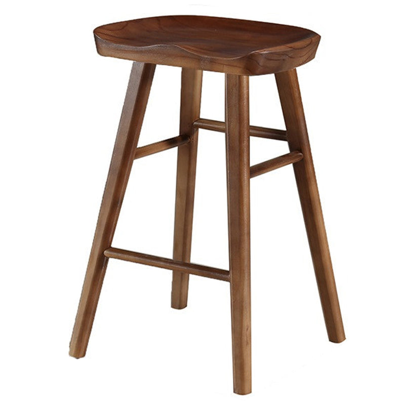 Modern Armless Backless Counter Stool Pine Wood Cafe Bar Stool with Wooden Seat Walnut 1 Piece Short Stool(22"H) Clearhalo 'Bar Furniture' 'Bar Stools' 'bar_stools' 'furn' 'furn_bar_stools' 'Furniture' 'furniture_bar_stools' 'Kitchen & Dining Furniture' 4939722