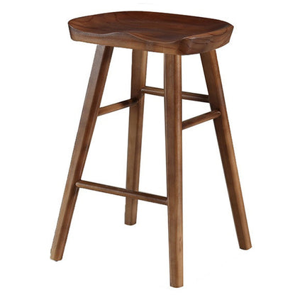 Modern Armless Backless Counter Stool Pine Wood Cafe Bar Stool with Wooden Seat Walnut 1 Piece Short Stool(22"H) Clearhalo 'Bar Furniture' 'Bar Stools' 'bar_stools' 'furn' 'furn_bar_stools' 'Furniture' 'furniture_bar_stools' 'Kitchen & Dining Furniture' 4939722