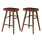 Modern Armless Backless Counter Stool Pine Wood Cafe Bar Stool with Wooden Seat Walnut 2 Piece Set Short Stool(22"H) Clearhalo 'Bar Furniture' 'Bar Stools' 'bar_stools' 'furn' 'furn_bar_stools' 'Furniture' 'furniture_bar_stools' 'Kitchen & Dining Furniture' 4939723