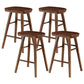 Modern Armless Backless Counter Stool Pine Wood Cafe Bar Stool with Wooden Seat Walnut 4 Piece Set Short Stool(22"H) Clearhalo 'Bar Furniture' 'Bar Stools' 'bar_stools' 'furn' 'furn_bar_stools' 'Furniture' 'furniture_bar_stools' 'Kitchen & Dining Furniture' 4939724