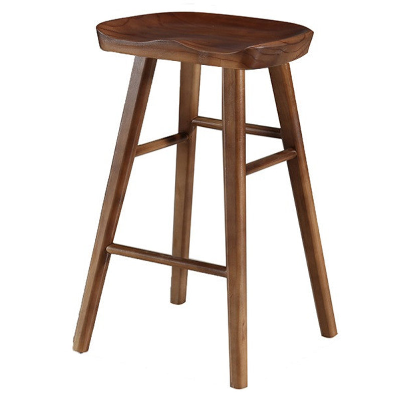 Modern Armless Backless Counter Stool Pine Wood Cafe Bar Stool with Wooden Seat Walnut 1 Piece Counter Stool(26"H) Clearhalo 'Bar Furniture' 'Bar Stools' 'bar_stools' 'furn' 'furn_bar_stools' 'Furniture' 'furniture_bar_stools' 'Kitchen & Dining Furniture' 4939725