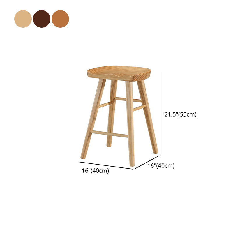 Modern Armless Backless Counter Stool Pine Wood Cafe Bar Stool with Wooden Seat Clearhalo 'Bar Furniture' 'Bar Stools' 'bar_stools' 'furn' 'furn_bar_stools' 'Furniture' 'furniture_bar_stools' 'Kitchen & Dining Furniture' 4939731