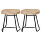 Modern Armless Backless Counter Stool Iron Cafe Bar Stool with Wooden Seat and Pedal Black 2 Piece Set Short Stool(18"H) Clearhalo 'Bar Furniture' 'Bar Stools' 'bar_stools' 'furn' 'furn_bar_stools' 'Furniture' 'furniture_bar_stools' 'Kitchen & Dining Furniture' 4939748