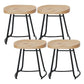 Modern Armless Backless Counter Stool Iron Cafe Bar Stool with Wooden Seat and Pedal Black 4 Piece Set Short Stool(18"H) Clearhalo 'Bar Furniture' 'Bar Stools' 'bar_stools' 'furn' 'furn_bar_stools' 'Furniture' 'furniture_bar_stools' 'Kitchen & Dining Furniture' 4939750