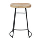 Modern Armless Backless Counter Stool Iron Cafe Bar Stool with Wooden Seat and Pedal Black 1 Piece Counter Stool(26"H) Clearhalo 'Bar Furniture' 'Bar Stools' 'bar_stools' 'furn' 'furn_bar_stools' 'Furniture' 'furniture_bar_stools' 'Kitchen & Dining Furniture' 4939752