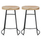 Modern Armless Backless Counter Stool Iron Cafe Bar Stool with Wooden Seat and Pedal Black 2 Piece Set Counter Stool(26"H) Clearhalo 'Bar Furniture' 'Bar Stools' 'bar_stools' 'furn' 'furn_bar_stools' 'Furniture' 'furniture_bar_stools' 'Kitchen & Dining Furniture' 4939755