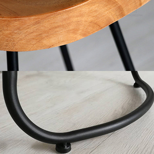 Modern Armless Backless Counter Stool Iron Cafe Bar Stool with Wooden Seat and Pedal Clearhalo 'Bar Furniture' 'Bar Stools' 'bar_stools' 'furn' 'furn_bar_stools' 'Furniture' 'furniture_bar_stools' 'Kitchen & Dining Furniture' 4939759