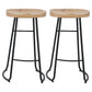 Modern Armless Backless Counter Stool Iron Cafe Bar Stool with Wooden Seat and Pedal Black 2 Piece Set Bar Stool(30"H) Clearhalo 'Bar Furniture' 'Bar Stools' 'bar_stools' 'furn' 'furn_bar_stools' 'Furniture' 'furniture_bar_stools' 'Kitchen & Dining Furniture' 4939760