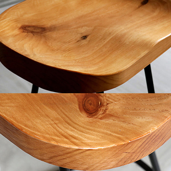 Modern Armless Backless Counter Stool Iron Cafe Bar Stool with Wooden Seat and Pedal Clearhalo 'Bar Furniture' 'Bar Stools' 'bar_stools' 'furn' 'furn_bar_stools' 'Furniture' 'furniture_bar_stools' 'Kitchen & Dining Furniture' 4939761
