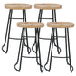 Modern Armless Backless Counter Stool Iron Cafe Bar Stool with Wooden Seat and Pedal Black 4 Piece Set Bar Stool(30"H) Clearhalo 'Bar Furniture' 'Bar Stools' 'bar_stools' 'furn' 'furn_bar_stools' 'Furniture' 'furniture_bar_stools' 'Kitchen & Dining Furniture' 4939762
