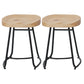 Modern Armless Backless Counter Stool Iron Cafe Bar Stool with Wooden Seat and Pedal Black 2 Piece Set Short Stool(22"H) Clearhalo 'Bar Furniture' 'Bar Stools' 'bar_stools' 'furn' 'furn_bar_stools' 'Furniture' 'furniture_bar_stools' 'Kitchen & Dining Furniture' 4939766