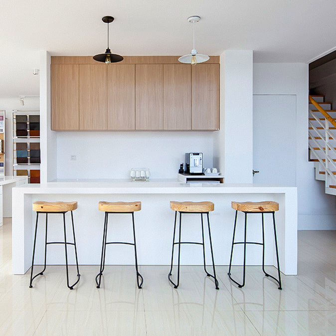 Modern Armless Backless Counter Stool Iron Cafe Bar Stool with Wooden Seat and Pedal Clearhalo 'Bar Furniture' 'Bar Stools' 'bar_stools' 'furn' 'furn_bar_stools' 'Furniture' 'furniture_bar_stools' 'Kitchen & Dining Furniture' 4939767