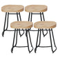 Modern Armless Backless Counter Stool Iron Cafe Bar Stool with Wooden Seat and Pedal Black 4 Piece Set Short Stool(22"H) Clearhalo 'Bar Furniture' 'Bar Stools' 'bar_stools' 'furn' 'furn_bar_stools' 'Furniture' 'furniture_bar_stools' 'Kitchen & Dining Furniture' 4939768