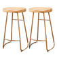 Modern Armless Backless Counter Stool Iron Cafe Bar Stool with Wooden Seat and Pedal Gold 2 Piece Set Clearhalo 'Bar Furniture' 'Bar Stools' 'bar_stools' 'furn' 'furn_bar_stools' 'Furniture' 'furniture_bar_stools' 'Kitchen & Dining Furniture' 4939771
