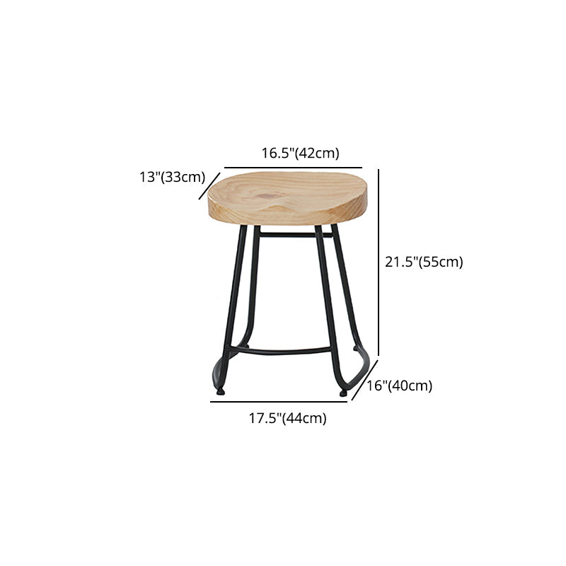 Modern Armless Backless Counter Stool Iron Cafe Bar Stool with Wooden Seat and Pedal Clearhalo 'Bar Furniture' 'Bar Stools' 'bar_stools' 'furn' 'furn_bar_stools' 'Furniture' 'furniture_bar_stools' 'Kitchen & Dining Furniture' 4939774