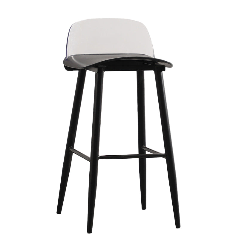 Modern Armless Backrest Counter Stool Iron Kitchen Bar Stool with Acrylic Seat and Pedal Black 1 Piece Clearhalo 'Bar Furniture' 'Bar Stools' 'bar_stools' 'furn' 'furn_bar_stools' 'Furniture' 'furniture_bar_stools' 'Kitchen & Dining Furniture' 4939778